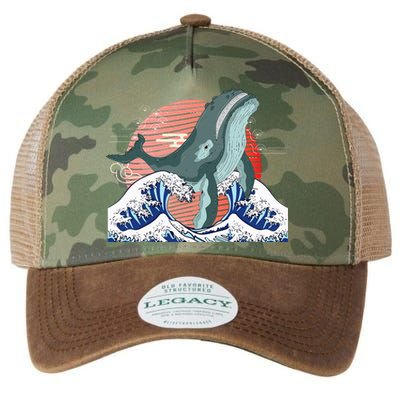 cute Humpback whale waves sea Japanese style Legacy Tie Dye Trucker Hat