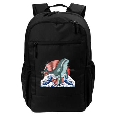 cute Humpback whale waves sea Japanese style Backpack