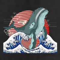 cute Humpback whale waves sea Japanese style Adult Drive Performance Visor