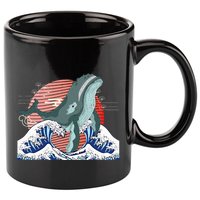 cute Humpback whale waves sea Japanese style 11oz C Handle Ceramic Mug