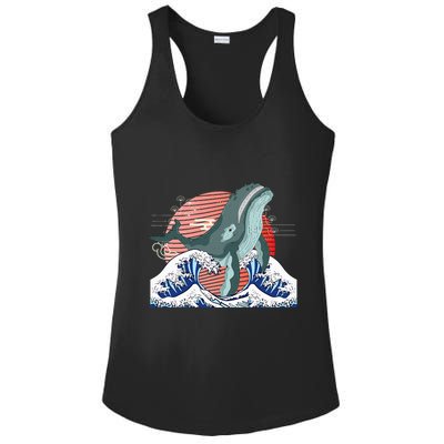 cute Humpback whale waves sea Japanese style Ladies PosiCharge Competitor Racerback Tank