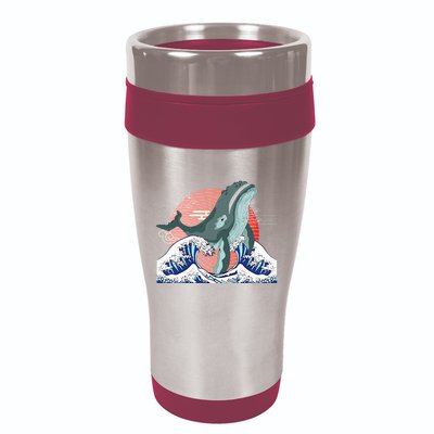 cute Humpback whale waves sea Japanese style 16oz Travel Tumbler