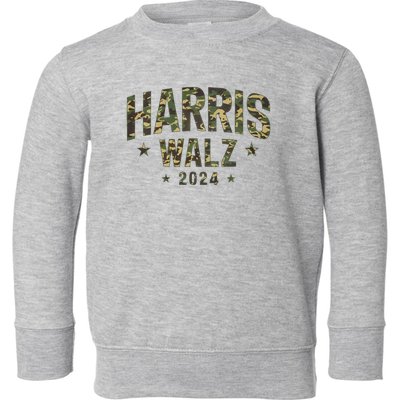 Camo Harris Walz 2024 Election Tim Walz Kamala Camouflage Toddler Sweatshirt