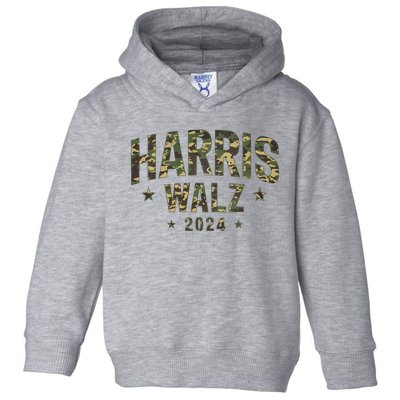 Camo Harris Walz 2024 Election Tim Walz Kamala Camouflage Toddler Hoodie