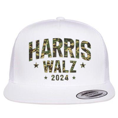 Camo Harris Walz 2024 Election Tim Walz Kamala Camouflage Flat Bill Trucker Hat