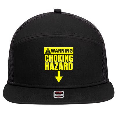 Choking Hazard Warning Caution Raunchy Man 7 Panel Mesh Trucker Snapback Hat