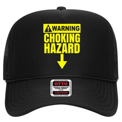 Choking Hazard Warning Caution Raunchy Man High Crown Mesh Back Trucker Hat