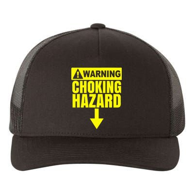 Choking Hazard Warning Caution Raunchy Man Yupoong Adult 5-Panel Trucker Hat