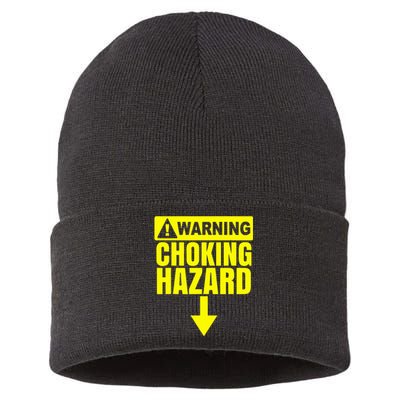 Choking Hazard Warning Caution Raunchy Man Sustainable Knit Beanie