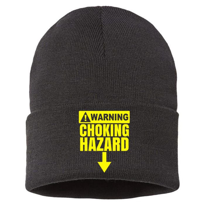 Choking Hazard Warning Caution Raunchy Man Sustainable Knit Beanie