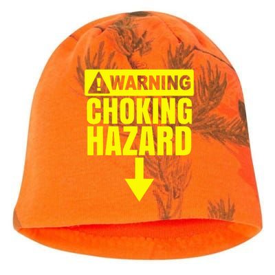 Choking Hazard Warning Caution Raunchy Man Kati - Camo Knit Beanie