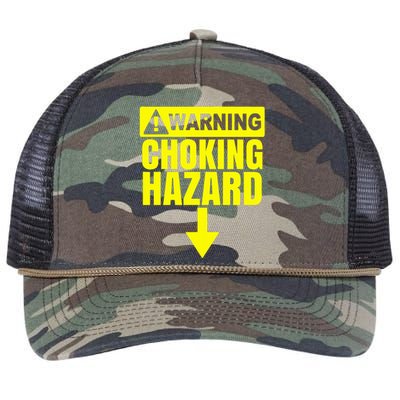 Choking Hazard Warning Caution Raunchy Man Retro Rope Trucker Hat Cap