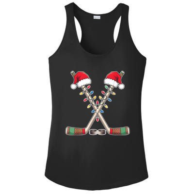 Christmas Hockey With Santa Hat Christmas Hockey Ladies PosiCharge Competitor Racerback Tank