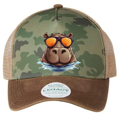 Cool Hippo With Sunglasses For Funny Animals Costume Legacy Tie Dye Trucker Hat