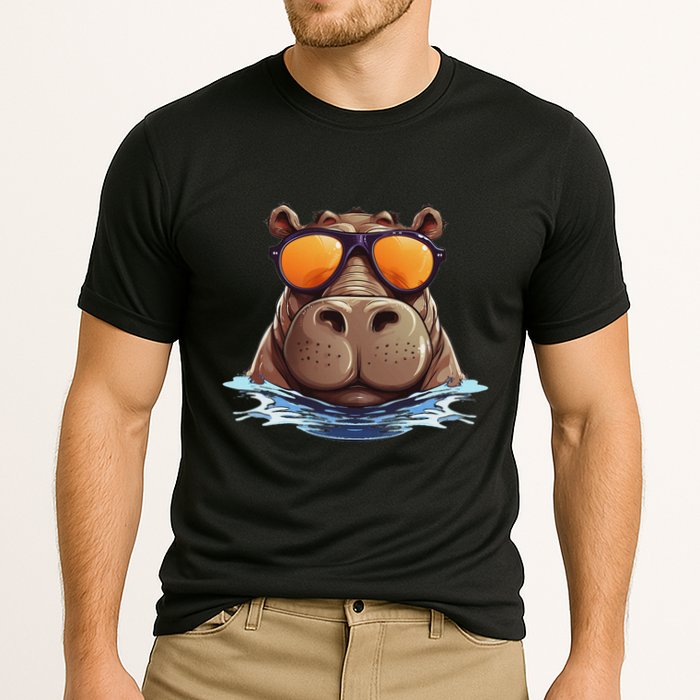 Cool Hippo With Sunglasses For Funny Animals Costume Cooling Performance Crew T-Shirt