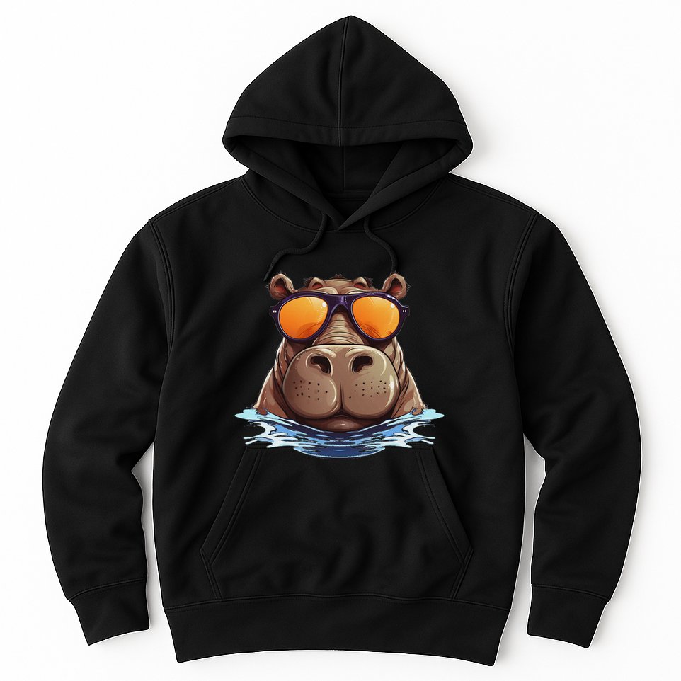 Cool Hippo With Sunglasses For Funny Animals Costume Hoodie