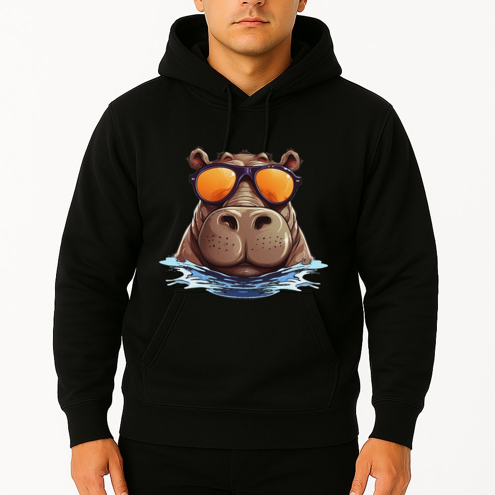 Cool Hippo With Sunglasses For Funny Animals Costume Hoodie
