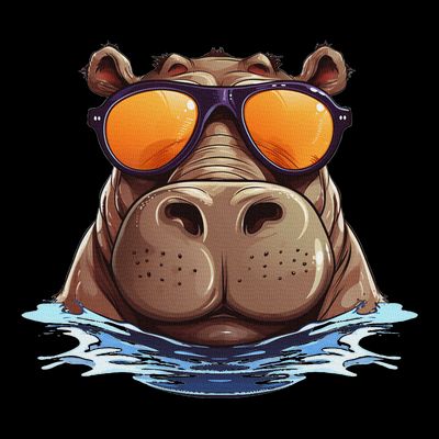 Cool Hippo With Sunglasses For Funny Animals Costume T-Shirt