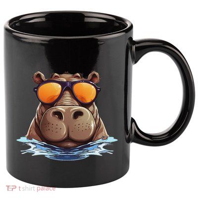 Cool Hippo With Sunglasses For Funny Animals Costume 11oz C Handle Ceramic Mug