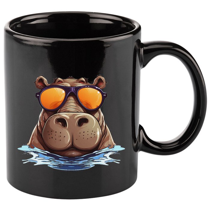 Cool Hippo With Sunglasses For Funny Animals Costume 11oz C Handle Ceramic Mug