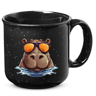 Cool Hippo With Sunglasses For Funny Animals Costume 15oz Campfire Ceramic Mug