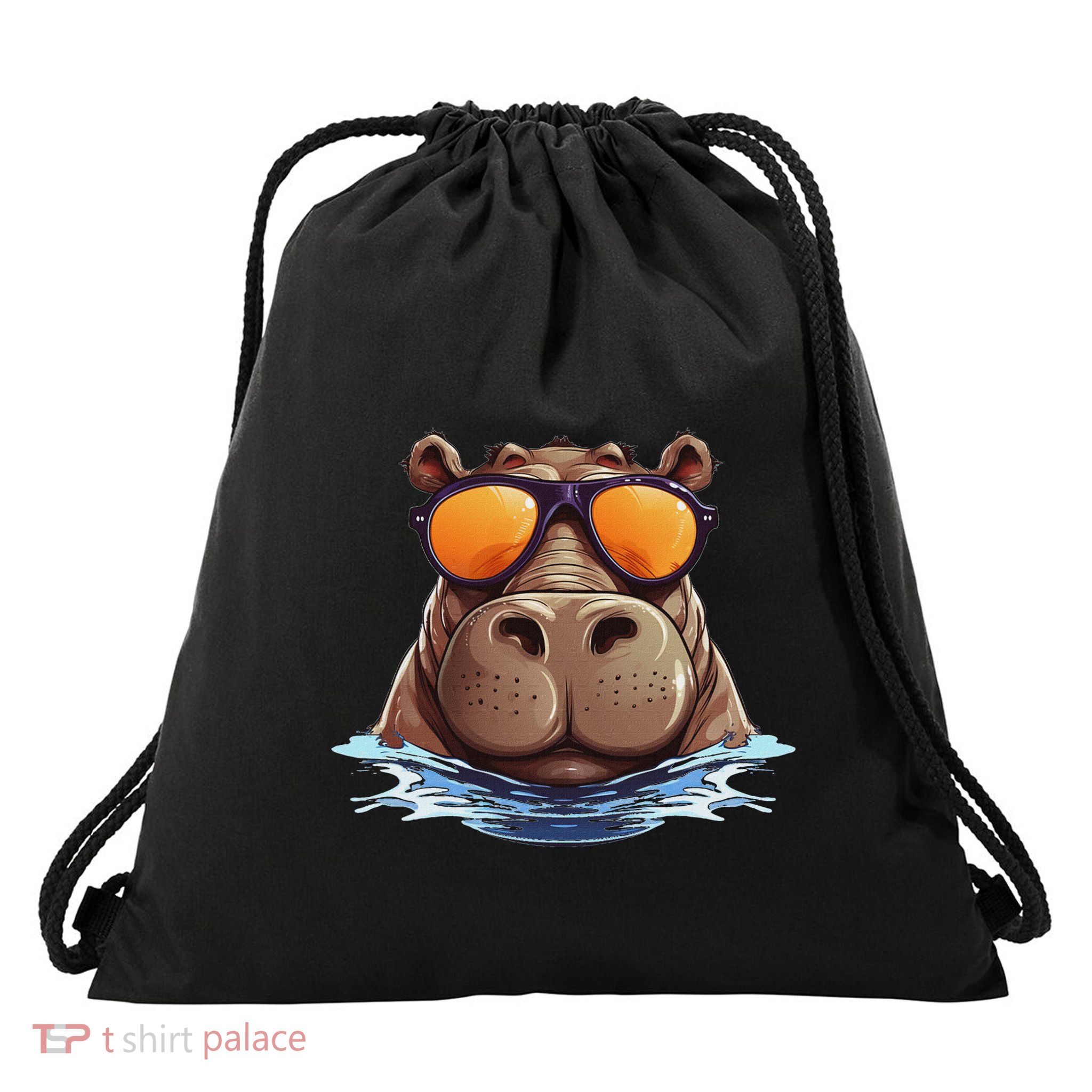 Cool Hippo With Sunglasses For Funny Animals Costume Drawstring Bag