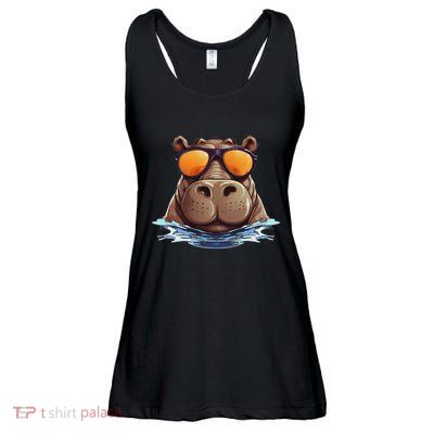 Cool Hippo With Sunglasses For Funny Animals Costume Ladies Essential Flowy Tank
