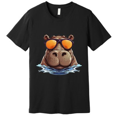 Cool Hippo With Sunglasses For Funny Animals Costume Premium T-Shirt