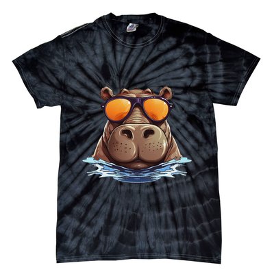 Cool Hippo With Sunglasses For Funny Animals Costume Tie-Dye T-Shirt