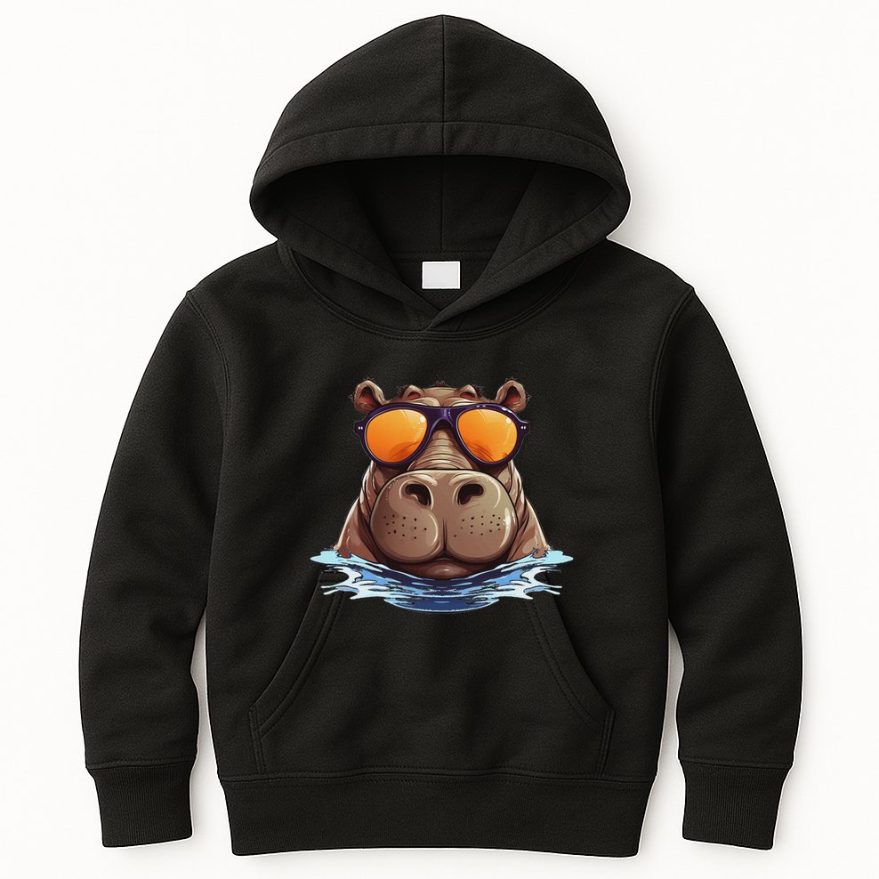 Cool Hippo With Sunglasses For Funny Animals Costume Kids Hoodie