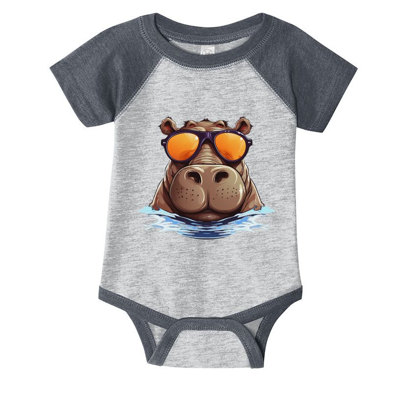 Cool Hippo With Sunglasses For Funny Animals Costume Infant Baby Jersey Bodysuit