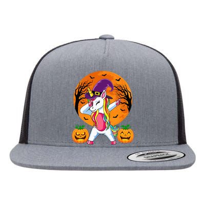 Cute Halloween Witchy Unicorn Halloween Flat Bill Trucker Hat