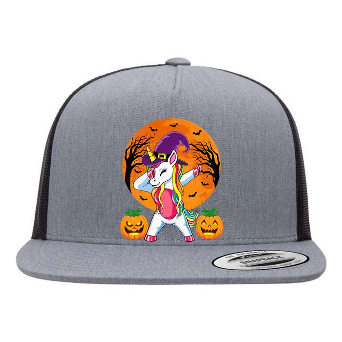 Cute Halloween Witchy Unicorn Halloween Flat Bill Trucker Hat