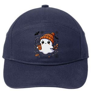 Cute Halloween Women Ghost Coffee Gift 7-Panel Snapback Hat