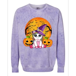 Cute Halloween Witchy Unicorn Halloween Colorblast Crewneck Sweatshirt