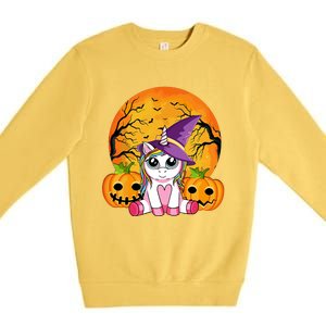 Cute Halloween Witchy Unicorn Halloween Premium Crewneck Sweatshirt