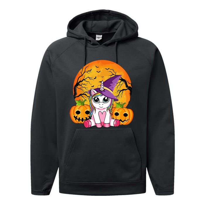 Cute Halloween Witchy Unicorn Halloween Performance Fleece Hoodie