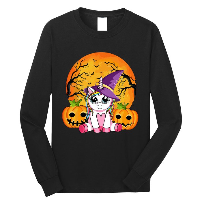 Cute Halloween Witchy Unicorn Halloween Long Sleeve Shirt