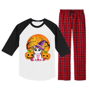 Cute Halloween Witchy Unicorn Halloween Raglan Sleeve Pajama Set