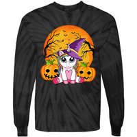 Cute Halloween Witchy Unicorn Halloween Tie-Dye Long Sleeve Shirt