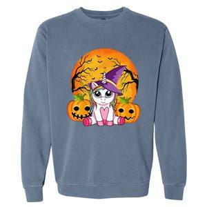 Cute Halloween Witchy Unicorn Halloween Garment-Dyed Sweatshirt