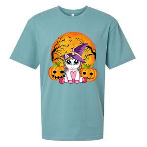 Cute Halloween Witchy Unicorn Halloween Sueded Cloud Jersey T-Shirt