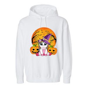 Cute Halloween Witchy Unicorn Halloween Garment-Dyed Fleece Hoodie