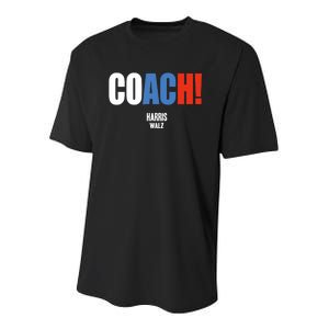 Coach Harris Waltz 2024 Kamala Harris Coach Walz 2024 Coach Youth Performance Sprint T-Shirt