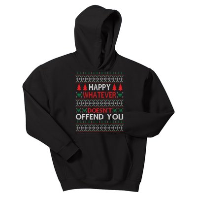 Christmas Happy Whatever Doesn't Offend You Ugly Christmas Sweater Kids Hoodie