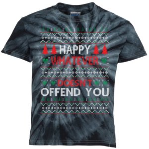 Christmas Happy Whatever Doesn't Offend You Ugly Christmas Sweater Kids Tie-Dye T-Shirt