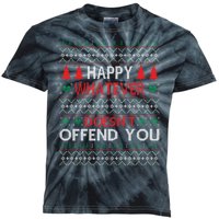 Christmas Happy Whatever Doesn't Offend You Ugly Christmas Sweater Kids Tie-Dye T-Shirt