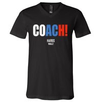 Coach Harris Waltz 2024 Kamala Harris Coach Walz 2024 V-Neck T-Shirt