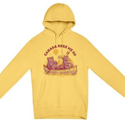 Canada Here We Go Bear And Moose Premium Pullover Hoodie