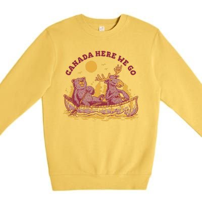 Canada Here We Go Bear And Moose Premium Crewneck Sweatshirt